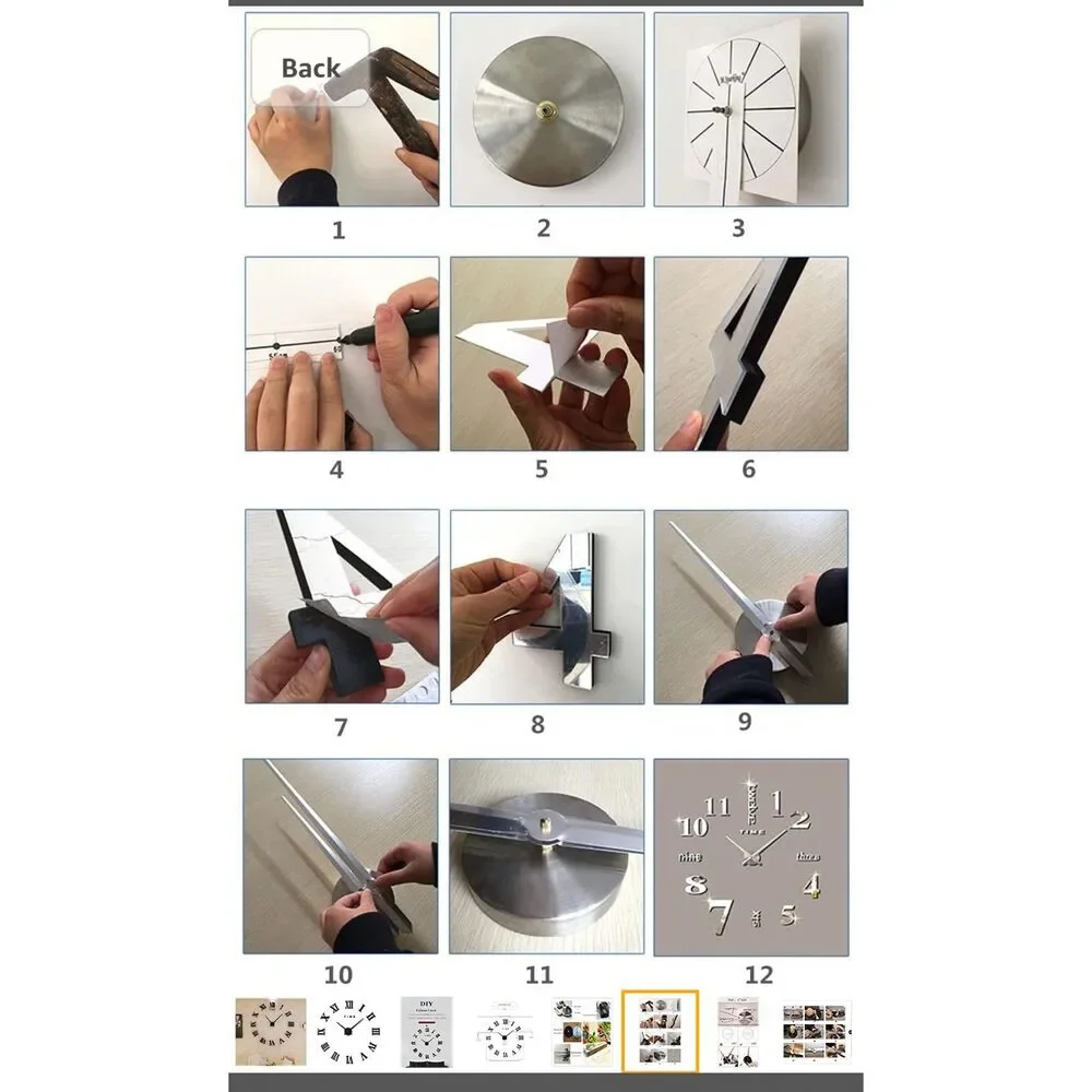 3d Luminous Real Big Wall Clock Rushed Mirror Sticker Diy Living Room Home Large